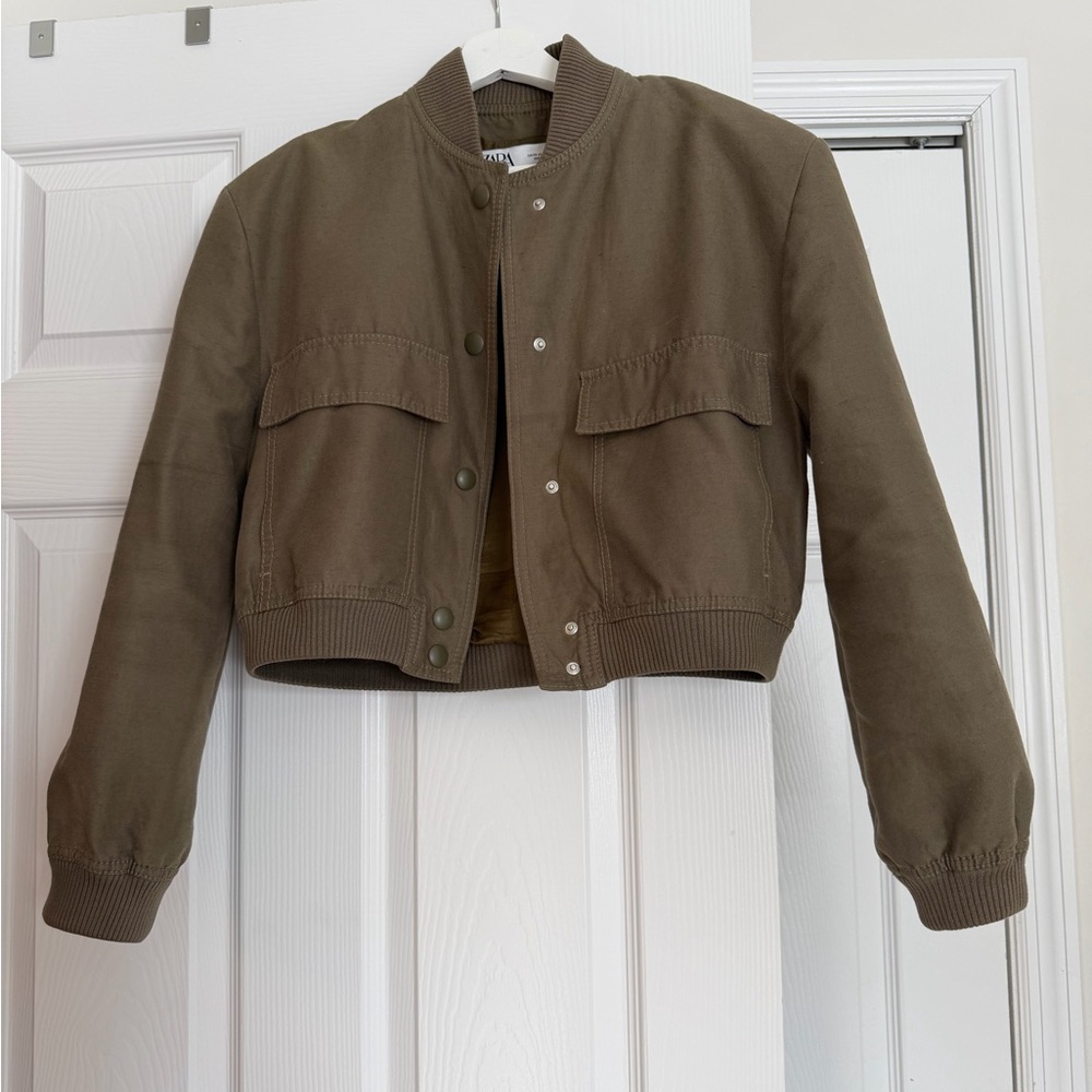 Zara Khaki Bomber Jacket